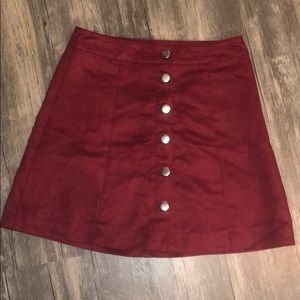 Burgundy Button Up Skirt